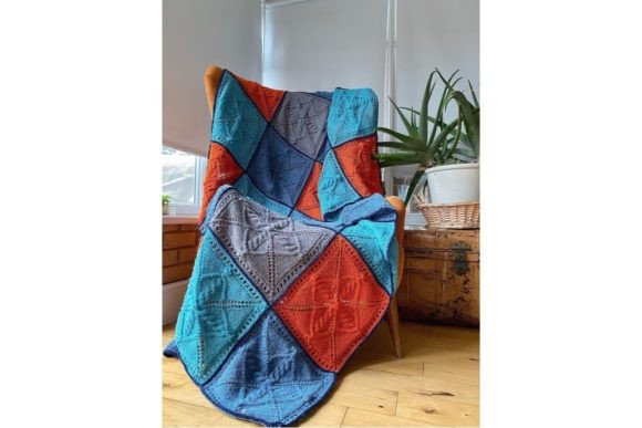 Cabled Patchwork Afghan Blanket PDF Knitting Pattern