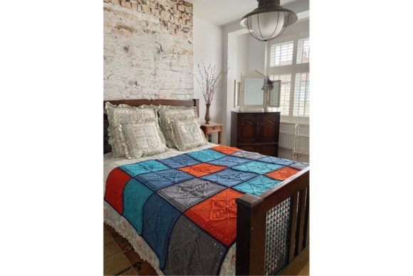 Cabled Patchwork Afghan Blanket PDF Knitting Pattern