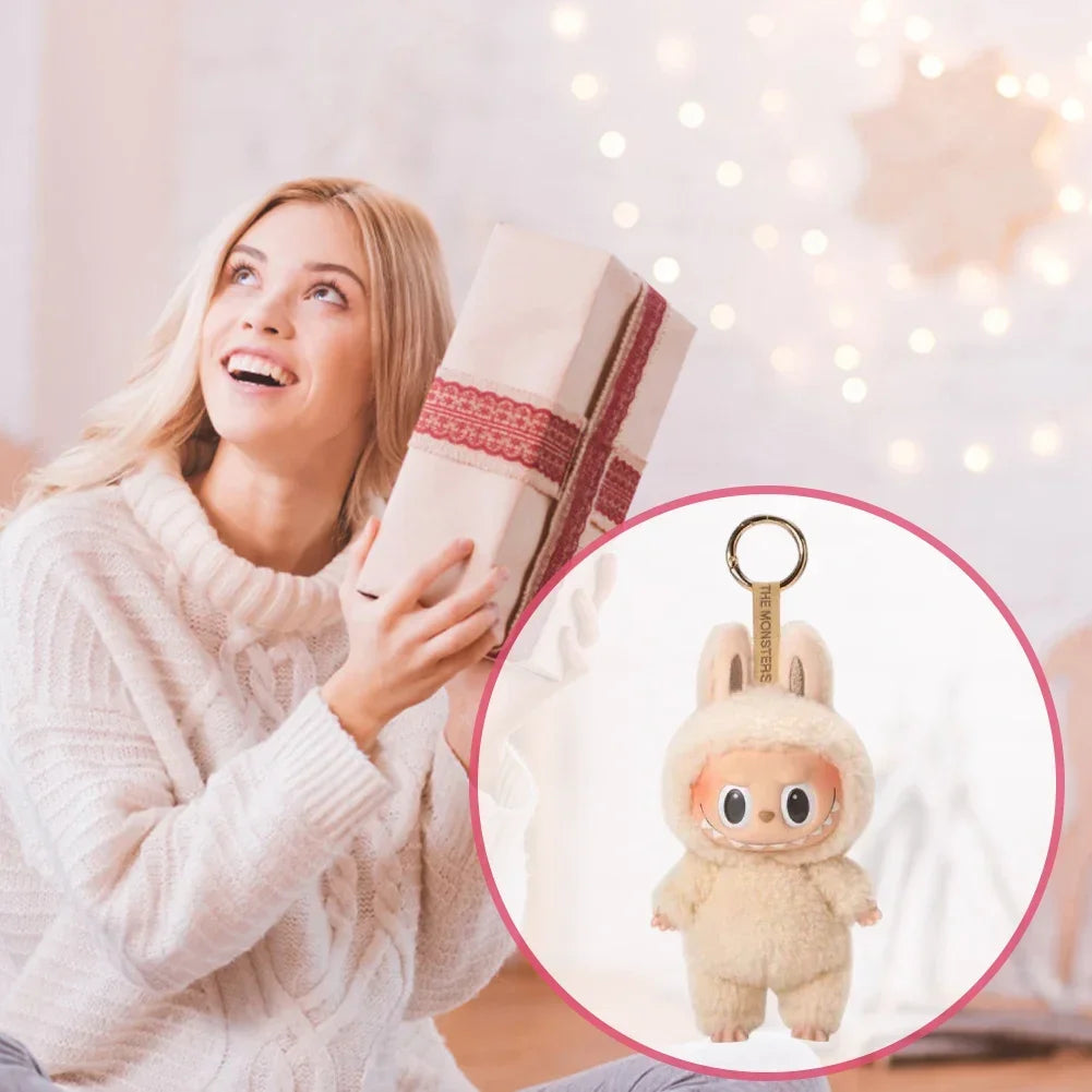 Cute Labubu Plush Doll Keychain The Monsters Box Toy New Vinyl Doll Kawaii Backpack Pendant Decoration and Protective Case Gifts