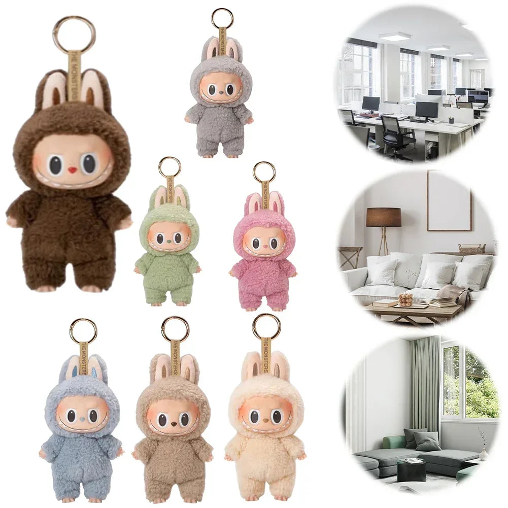 Cute Labubu Plush Doll Keychain The Monsters Box Toy New Vinyl Doll Kawaii Backpack Pendant Decoration and Protective Case Gifts
