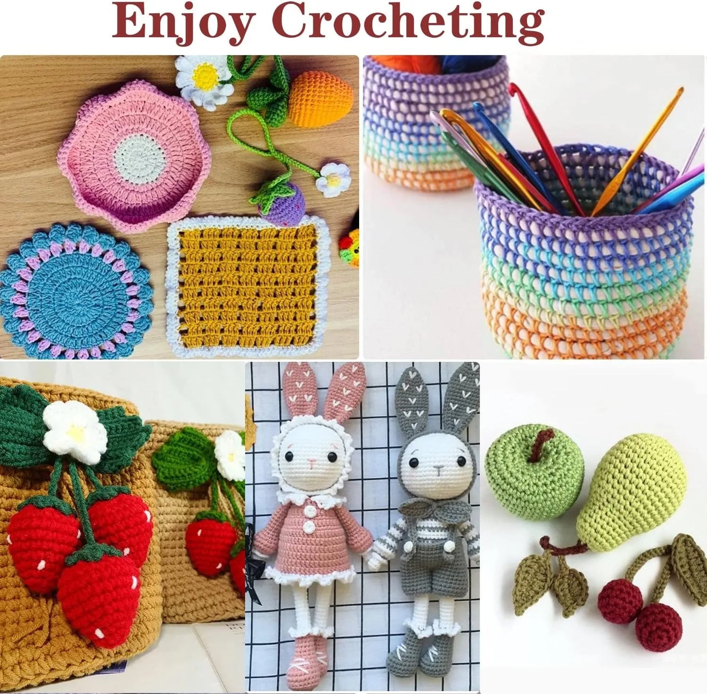 59-Piece Portable Crochet Kit – Complete DIY Beginner Set with Crochet Hooks, Yarn Tools, and Storage Bag for Easy Organization and Crafting.