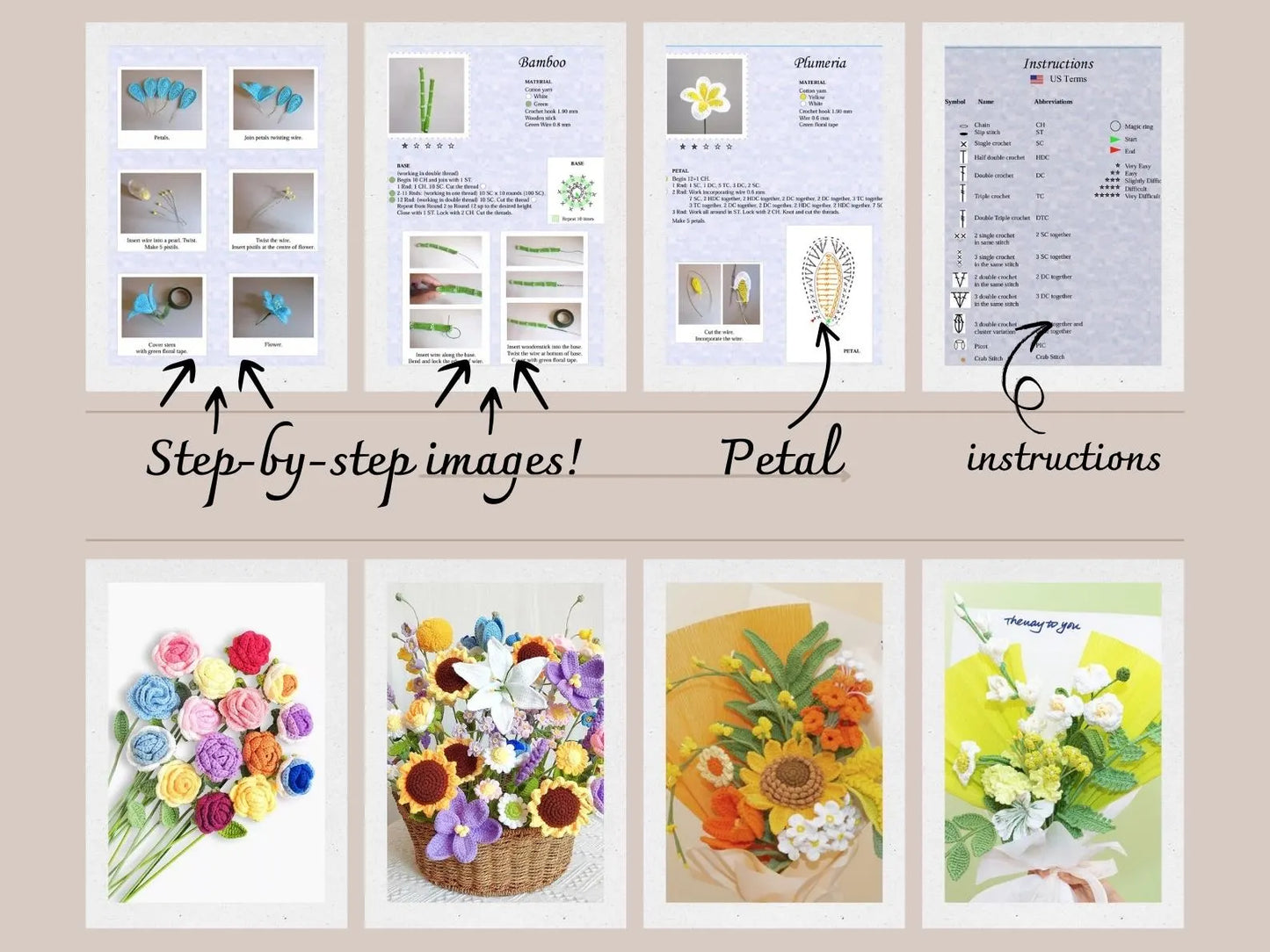 Bundle of 800 Flower Crochet Patterns β Includes Roses, Tulips, Daisies, Sunflowers | Digital Download for Weddings, Motherβs Day, Home DΓ©cor & Graduation Gifts