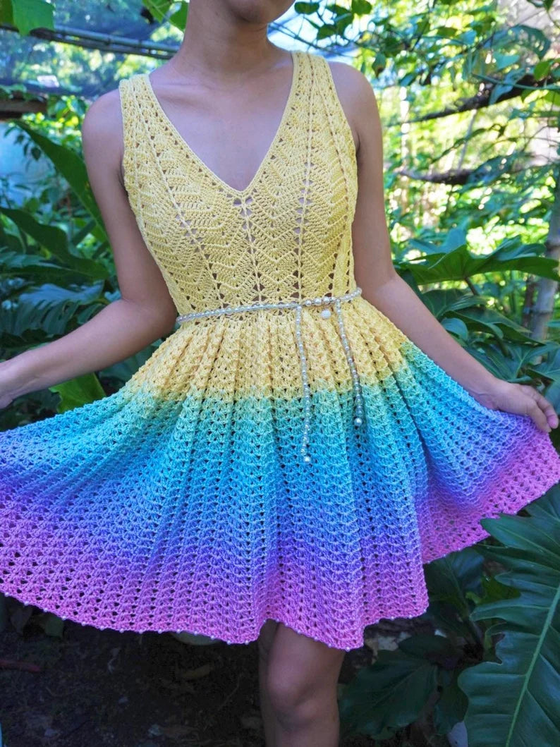 Modern Boho Crochet Dress Pattern PDF Beachwear Summer Crochet Dress Pattern Festival Crochet Top | Meribella Peplum Top and Dress