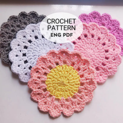🌸 Crochet Flower Coasters Pattern | 🧶 Easy DIY Coasters | 🎁 Handmade Gift Idea | 📄 PDF Tutorial