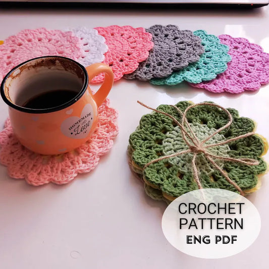 🌸 Crochet Flower Coasters Pattern | 🧶 Easy DIY Coasters | 🎁 Handmade Gift Idea | 📄 PDF Tutorial