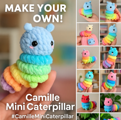 Camille the Mini Caterpillar |🐛 Crochet Pattern – Amigurumi PDF 🧶 | Cute & Fun DIY Project 📥