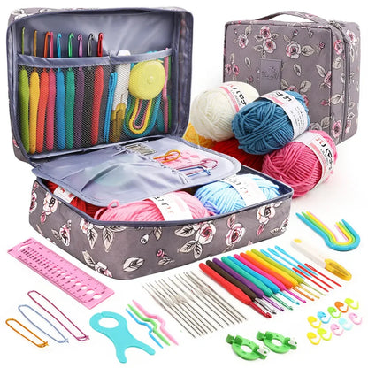 59-Piece Portable Crochet Kit – Complete DIY Beginner Set with Crochet Hooks, Yarn Tools, and Storage Bag for Easy Organization and Crafting.