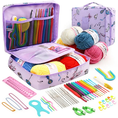 59-Piece Portable Crochet Kit – Complete DIY Beginner Set with Crochet Hooks, Yarn Tools, and Storage Bag for Easy Organization and Crafting.