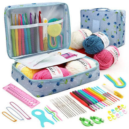 59-Piece Portable Crochet Kit – Complete DIY Beginner Set with Crochet Hooks, Yarn Tools, and Storage Bag for Easy Organization and Crafting.