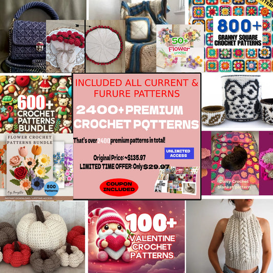 (2400+Patterns)🧶✨ The Ultimate Crochet Pattern Mega Bundle – Every Product from the Store in One Exclusive Offer! 💥🧶