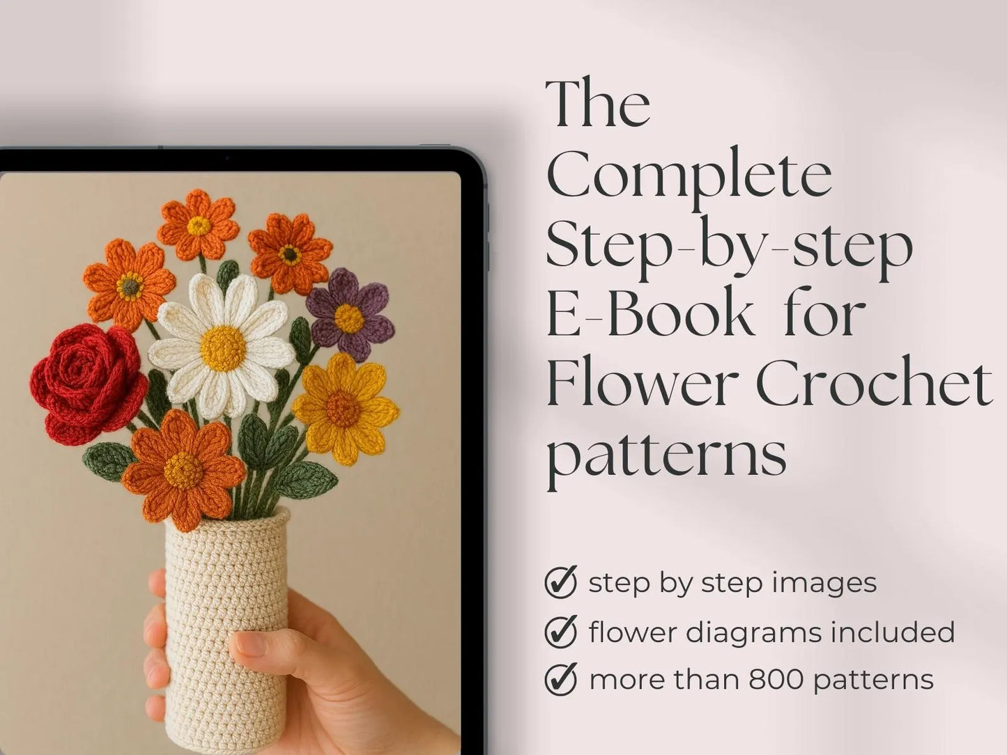 Bundle of 800 Flower Crochet Patterns – Includes Roses, Tulips, Daisies, Sunflowers | Digital Download for Weddings, Mother’s Day, Home Décor & Graduation Gifts