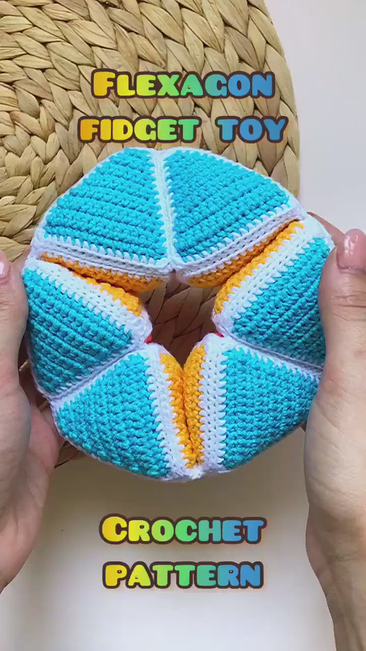 PDF Crochet Pattern 🧶 | ADHD Fidget Toy 🌈 | Montessori Sensory Toy 👶 | Anti-Stress Spinner 😌 | Adult Stim Toy 🌀 | Crochet Flexagon 🔁 | Educational Hexaflexagon Toy 📚